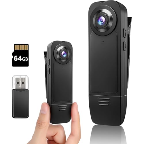 ZeiLaBang Kakadi HD 1080P Mini-Körperkamera mit 64 GB Speicherkarte,Tragbarer Polizei-Camcorder,Audio Video Aufzeichnung Min Kamera mit Nachtsicht Bodycam Körperkamera für Innen Aussen Überwachung ﻿ von ZeiLaBang Kakadi