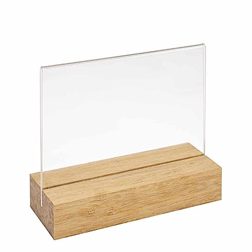 Doppelseitiger Tischkartenhalter DIN A6 Quer mit Fuß aus hellem Bambus/Werbeaufsteller/Menükartenhalter/Bildhalter/Tischaufsteller/Holz/Gastronomie - Zeigis® von Zeigis