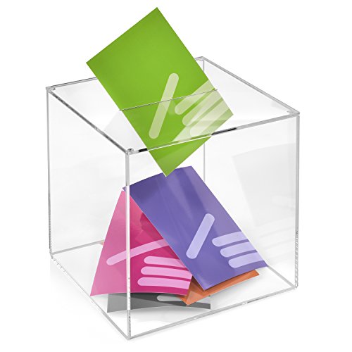 Losbox/Aktionsbox 200x200x200mm transparent, aus Acrylglas/Spendenbox/Einwurfbox/Gewinnspielbox/Wahlurne/Acryl - Zeigis® von Zeigis