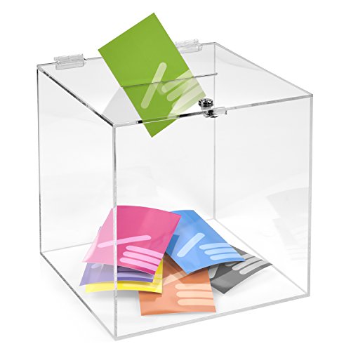 Losbox/Aktionsbox 300x300x300mm mit Schloß, aus transparentem Acrylglas/Spendenbox/Einwurfbox/Gewinnspielbox/Wahlurne/Acryl/abschließbar von Zeigis