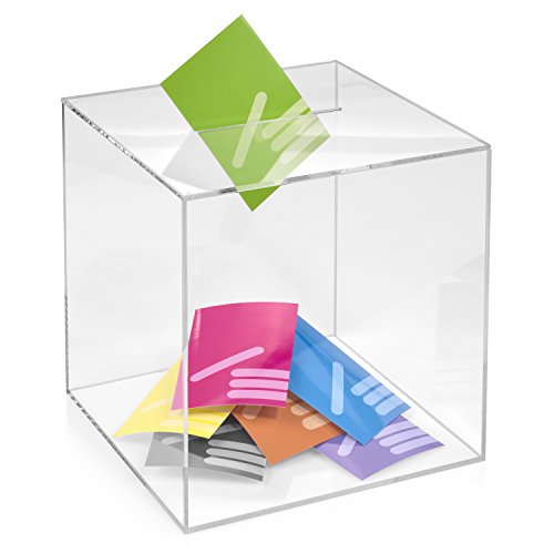 Losbox/Aktionsbox 300x300x300mm transparent, aus Acrylglas/Spendenbox/Einwurfbox/Gewinnspielbox/Wahlurne/Acryl von Zeigis