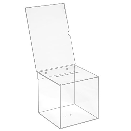 Losbox aus Acrylglas in 200x200x200mm mit Topschild DIN A4 Hoch - Zeigis® / Spendenbox/Aktionsbox/Gewinnspielbox/transparent/durchsichtig/Acryl/Plexiglas® von Zeigis