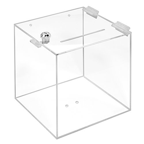 Losbox aus Acrylglas mit Schloß in 200x200x200mm - Zeigis® / Spendenbox/Aktionsbox/Gewinnspielbox/transparent/durchsichtig/Acryl/Plexiglas® / abschließbar von Zeigis