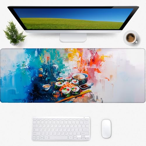 Abstraktes Sushi-Gaming-Mauspad, Schreibtischmatte, rutschfeste Gummiunterseite, coole ästhetische Mauspads für Computer, Laptop, Tastatur, Büro, Schule, Zuhause, Desktop-Zubehör, Dekoration, 80 x 30 Abstraktes Sushi-Gaming-Mauspad, Schreibtischmatte, rutschfeste Gummiunterseite, coole ästhetische Mauspads für Computer, Laptop, Tastatur, Büro, Schule, Zuhause, Desktop-Zubehör, Dekoration, 80 x 30 von Zeleda