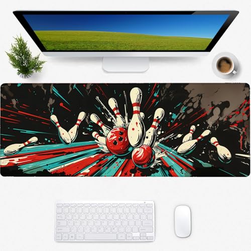 Bowling-Gaming-Mauspad, Schreibtischmatte, rutschfeste Gummiunterseite, coole ästhetische Mauspads für Computer, Laptop, Tastatur, Büro, Schule, Zuhause, Desktop-Zubehör, Dekoration, 80 x 30 cm Bowling-Gaming-Mauspad, Schreibtischmatte, rutschfeste Gummiunterseite, coole ästhetische Mauspads für Computer, Laptop, Tastatur, Büro, Schule, Zuhause, Desktop-Zubehör, Dekoration, 80 x 30 cm von Zeleda