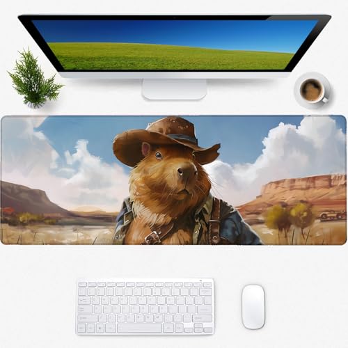 Cowboy Capybara Gaming-Mauspad, Schreibtischmatte, rutschfeste Gummiunterseite, coole ästhetische Mauspads für Computer, Laptop, Tastatur, Büro, Schule, Zuhause, Desktop-Zubehör, Dekoration, 80 x 30 Cowboy Capybara Gaming-Mauspad, Schreibtischmatte, rutschfeste Gummiunterseite, coole ästhetische Mauspads für Computer, Laptop, Tastatur, Büro, Schule, Zuhause, Desktop-Zubehör, Dekoration, 80 x 30 von Zeleda