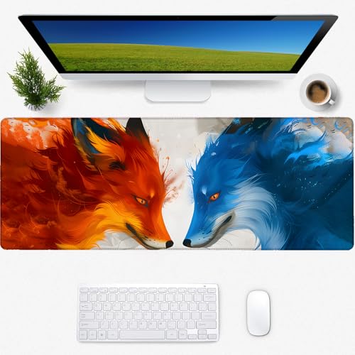 Fox Gaming-Mauspad, Schreibtischmatte, rutschfeste Gummiunterseite, coole ästhetische Mauspads für Computer, Laptop, Tastatur, Büro, Schule, Zuhause, Desktop-Zubehör, Dekoration, 80 x 30 cm Fox Gaming-Mauspad, Schreibtischmatte, rutschfeste Gummiunterseite, coole ästhetische Mauspads für Computer, Laptop, Tastatur, Büro, Schule, Zuhause, Desktop-Zubehör, Dekoration, 80 x 30 cm von Zeleda