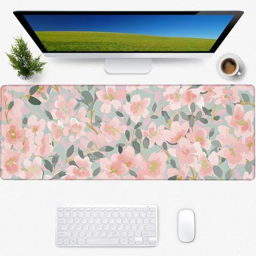 Gaming-Mauspad mit Blumenmuster, Schreibtischmatte, rutschfeste Gummiunterseite, coole ästhetische Mauspads für Computer, Laptop, Tastatur, Büro, Schule, Zuhause, Desktop-Zubehör, Dekoration, 80 x 30 Gaming-Mauspad mit Blumenmuster, Schreibtischmatte, rutschfeste Gummiunterseite, coole ästhetische Mauspads für Computer, Laptop, Tastatur, Büro, Schule, Zuhause, Desktop-Zubehör, Dekoration, 80 x 30 von Zeleda