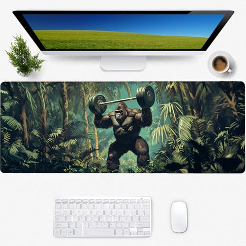 Gorilla Gaming-Mauspad, Schreibtischmatte, rutschfeste Gummiunterseite, coole ästhetische Mauspads für Computer, Laptop, Tastatur, Büro, Schule, Zuhause, Desktop-Zubehör, Dekoration, 80 x 30 cm Gorilla Gaming-Mauspad, Schreibtischmatte, rutschfeste Gummiunterseite, coole ästhetische Mauspads für Computer, Laptop, Tastatur, Büro, Schule, Zuhause, Desktop-Zubehör, Dekoration, 80 x 30 cm von Zeleda