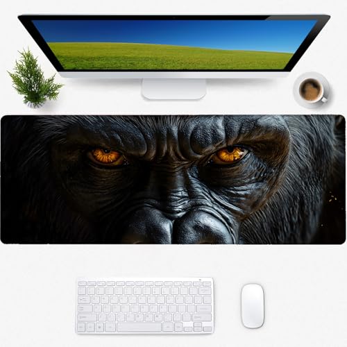 Gorilla Stare Gaming-Mauspad, Schreibtischmatte, rutschfeste Gummiunterseite, coole ästhetische Mauspads für Computer, Laptop, Tastatur, Büro, Schule, Zuhause, Desktop-Zubehör, Dekoration, 80 x 30 cm Gorilla Stare Gaming-Mauspad, Schreibtischmatte, rutschfeste Gummiunterseite, coole ästhetische Mauspads für Computer, Laptop, Tastatur, Büro, Schule, Zuhause, Desktop-Zubehör, Dekoration, 80 x 30 cm von Zeleda
