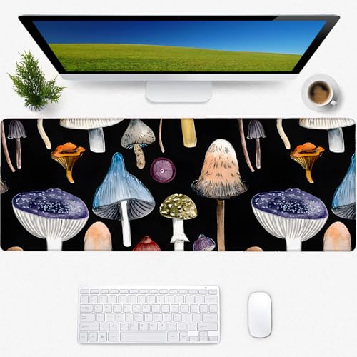Pilz-Gaming-Mauspad, Schreibtischmatte, rutschfeste Gummiunterseite, coole ästhetische Mauspads für Computer, Laptop, Tastatur, Büro, Schule, Zuhause, Desktop-Zubehör, Dekoration, 80 x 30 cm Pilz-Gaming-Mauspad, Schreibtischmatte, rutschfeste Gummiunterseite, coole ästhetische Mauspads für Computer, Laptop, Tastatur, Büro, Schule, Zuhause, Desktop-Zubehör, Dekoration, 80 x 30 cm von Zeleda