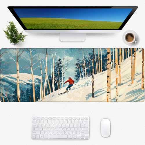 Ski-Gaming-Mauspad, Schreibtischmatte, rutschfeste Gummiunterseite, coole ästhetische Mauspads für Computer, Laptop, Tastatur, Büro, Schule, Zuhause, Desktop-Zubehör, Dekoration, 80 x 30 cm Ski-Gaming-Mauspad, Schreibtischmatte, rutschfeste Gummiunterseite, coole ästhetische Mauspads für Computer, Laptop, Tastatur, Büro, Schule, Zuhause, Desktop-Zubehör, Dekoration, 80 x 30 cm von Zeleda