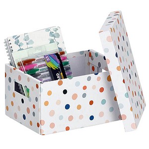 Zeller Dots Aufbewahrungsbox weiß, mit Punkten 18,0 cm x 25,0 cm x von Zeller