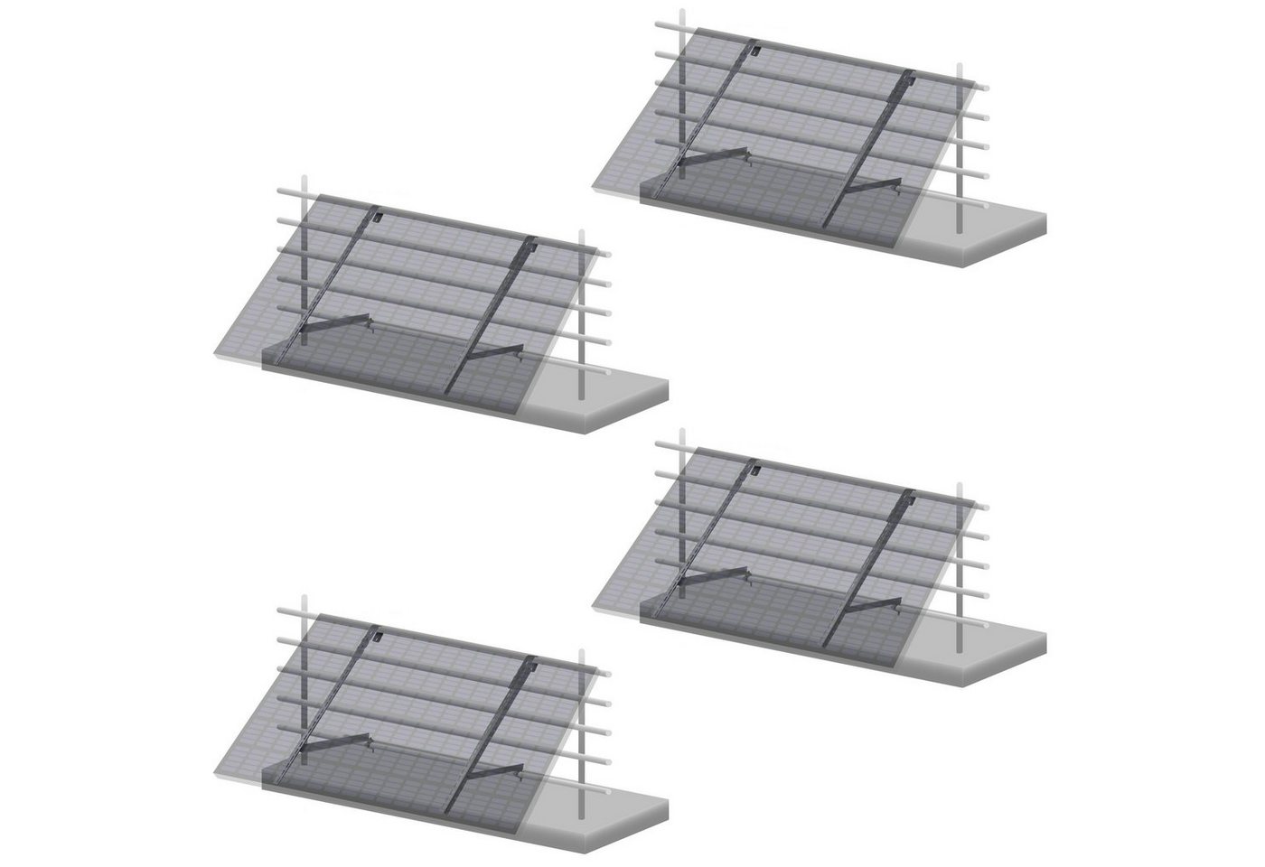 Zelsius Universal Solarmodul Balkonhalterung Set für 4 Solarpanele Solarmodul-Halterung, (Set für 4 Solarpanele, 4x Solarpanelhalterung) von Zelsius