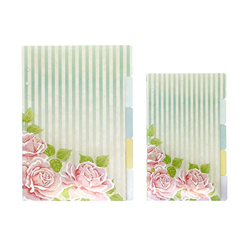 21,6 cm/15,2 cm Kunststoff A5/A6 6-holes Cover rund Ring View Binder Datei Ordner für lose Leaf Tabelle Protectors Binder(Divider Rose & Merry-go-round, A5/21cm*15cm/8.5 Inch) von Zelten