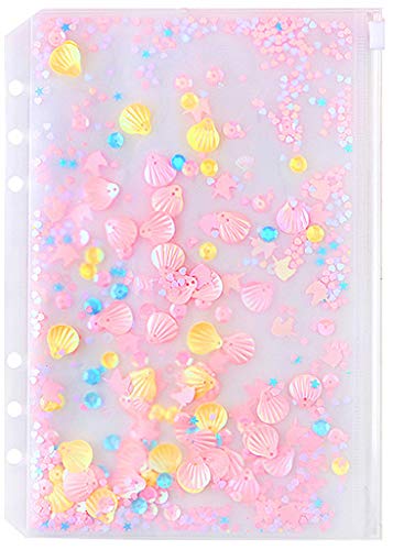 21,6 cm/15,2 cm Kunststoff A5/A6 6-holes Cover rund Ring View Binder Datei Ordner für lose Leaf Tabelle Protectors Binder/Schutzhülle Displayschutzfolie (Zip Pouch Petal, A5/21cm*15cm/8.5 Inch) von Zelten