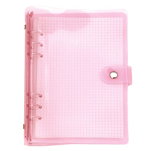 A6/A5 6 Löcher, bunter PVC-Einband, runder Ringordner mit Schnappverschluss, Loseblattordner, persönlicher Organizer (Sachet Pink, A5 mini set) von Zelten