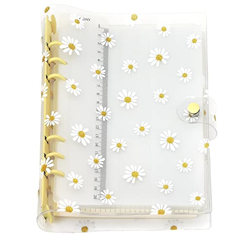 A6/A5 6 Löcher, bunter PVC-Einband, runder Ringordner mit Schnappverschluss, Loseblattordner, persönlicher Organizer (Yellow Daisy, A5 combo) von Zelten
