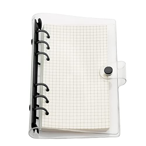 A6/A5 6 Löcher, bunter PVC-Einband, runder Ringordner mit Schnappverschluss, Loseblattordner, persönlicher Organizer (Black Ink, A6 mini set) von Zelten