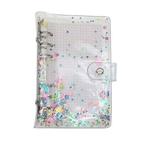 A6/A5 6 Löcher bunte PVC-Abdeckung, runder Ringordner mit Druckknopfverschluss, Ordner für lose Blätter, Notizbuch, Nachfüllpackung, DIY, Scrapbooking, Binder Cover Protector (Petal, A5 combo) von Zelten