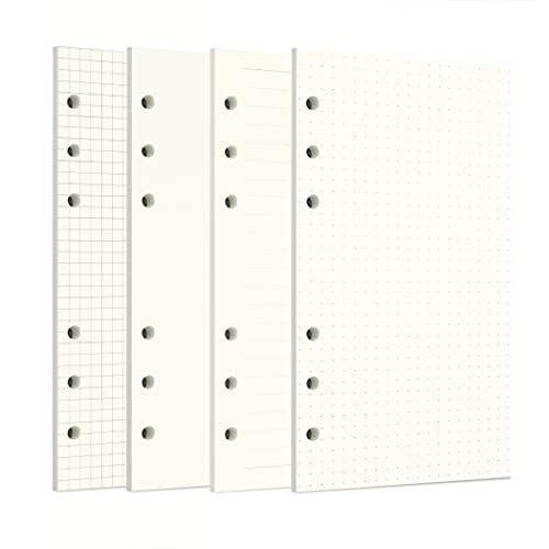 Zelten Lose-Blatt-Lochpapier-Nachfüllpackungen Papier für 6-Loch-Binder Persönlicher Organizer Tagebuch Notizbuch Nachfüllbarer Planer, 4 in 1 Lined Squared Dotted Sketch, A6/6 Hole Zelten Lose-Blatt-Lochpapier-Nachfüllpackungen Papier für 6-Loch-Binder Persönlicher Organizer Tagebuch Notizbuch Nachfüllbarer Planer, 4 in 1 Lined Squared Dotted Sketch, A6/6 Hole von Zelten