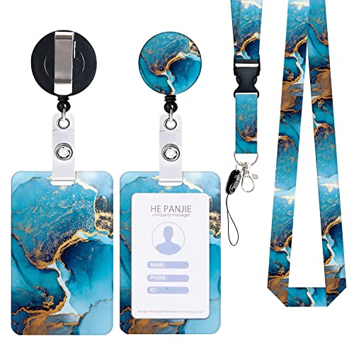 Zemolo Ausweishülle mit Band, Kartenhalter Ausweis Umhängeband Schlüsselband Set Schlüsselanhänger mit Swivel Lobster Clasp & einziehbaren Bändern für Schlüssel, ID Badge Card Holder von Zemolo