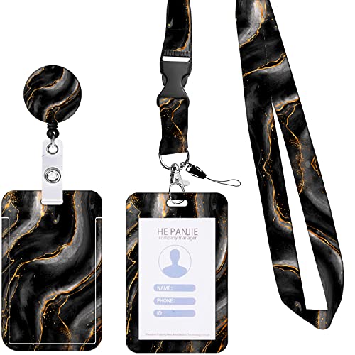 Zemolo Ausweishülle mit Band, Kartenhalter Ausweis Umhängeband Schlüsselband Set Schlüsselanhänger mit Swivel Lobster Clasp & einziehbaren Bändern für Schlüssel, ID Badge Card Holder von Zemolo