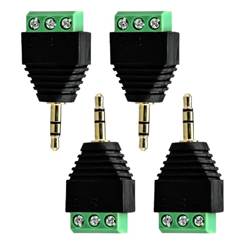 Zemusinet 4 x 3,5-mm-Balun-Stecker auf Schraubklemmen-Buchse, Adapter, einfach zu bedienen, für Mikrofone und von Zemusinet