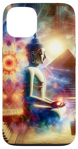 Buddha mit Pyramiden und heiliger Geometrie Hülle für iPhone 13 von Zen Creations