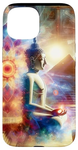 Buddha mit Pyramiden und heiliger Geometrie Hülle für iPhone 15 von Zen Creations