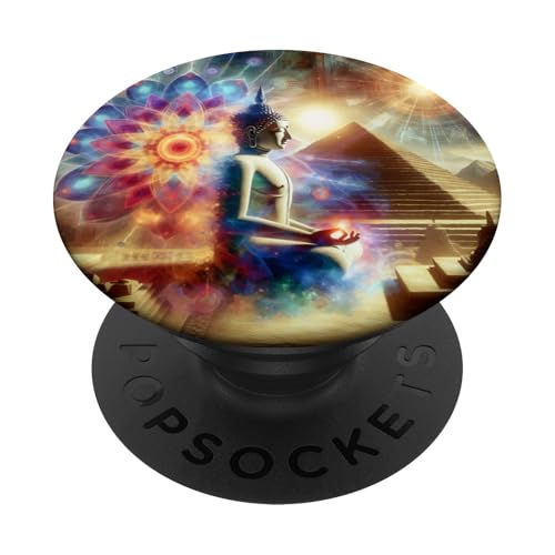 Buddha mit Pyramiden und heiliger Geometrie PopSockets Klebender PopGrip Buddha mit Pyramiden und heiliger Geometrie PopSockets Klebender PopGrip von Zen Creations