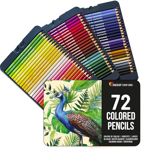 Zenacolor Buntstifte Set 72 Professionelles Buntstifte - Bleistifte für Malbücher - Stifte Set für Zeichnen von Zenacolor