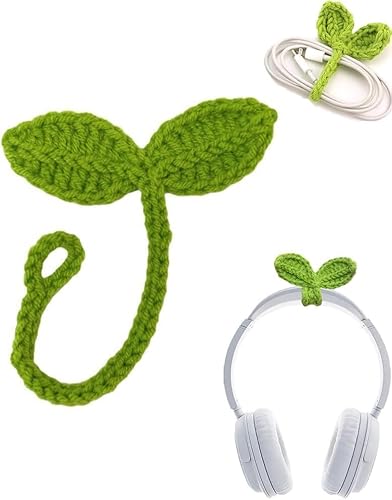 Handgefertigtes gehäkeltes Blatt gestricktes Blatt, multifunktionales Eck-Lesezeichen-Zubehör, praktische Kopfhörer-Dekoration, lustiger einzigartiger Blatt-Headset-Aufsatz von Zenarao