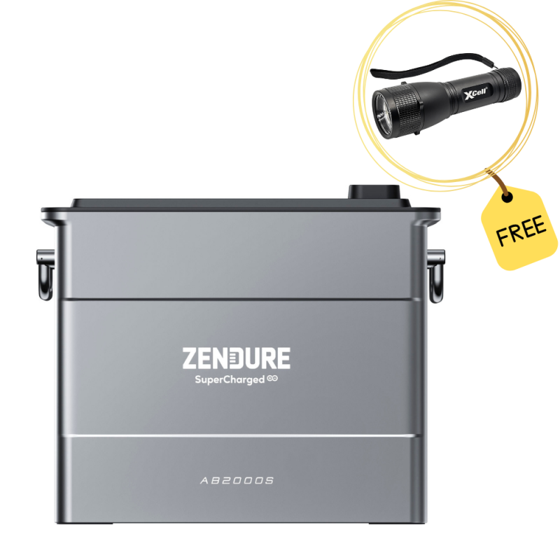 Zendure AB2000S SolarFlow Zusatzbatterie + LED-Taschenlampe L500 mit 0% MwSt nach §12 Abs. 3 UstG von Zendure