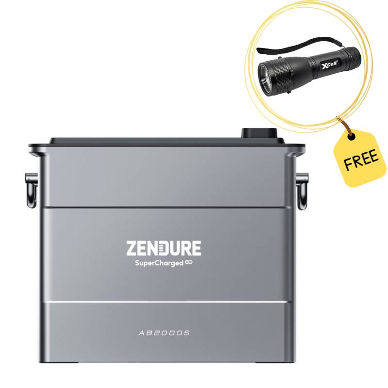 Zendure AB2000S SolarFlow Zusatzbatterie + LED-Taschenlampe L500 mit 0% MwSt nach §12 Abs. 3 UstG von Zendure