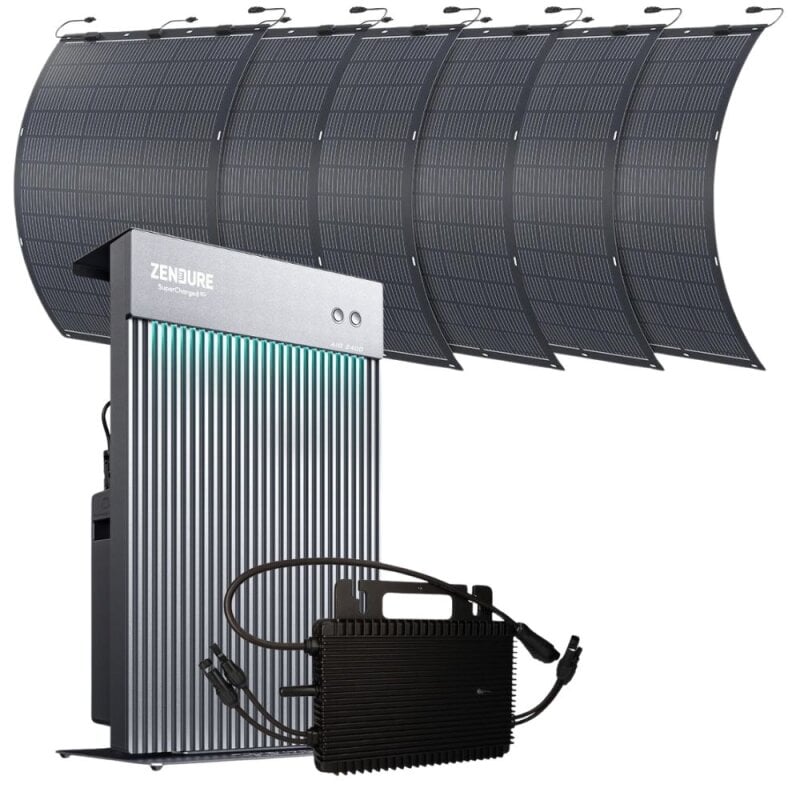 Zendure Balkonkraftwerk Speicher AiO 2,4 kWh + Mikrowechselrichter 800W + 6x flexibles Solarpanel von Zendure