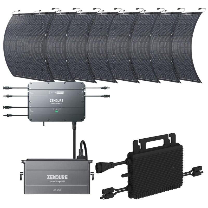 Zendure SolarFlow2000 1x AB1000 + Wechselrichter + 8x 210W Solarpanel 0% MwSt nach §12 Abs. 3 UstG Zendure SolarFlow2000 1x AB1000 + Wechselrichter + 8x 210W Solarpanel 0% MwSt nach §12 Abs. 3 UstG von Zendure