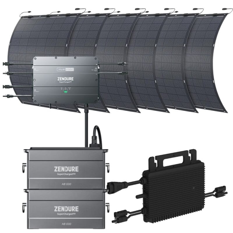 Zendure SolarFlow2000 2x AB1000 + Wechselrichter + 6x 210W Solarpanel 0% MwSt nach §12 Abs. 3 UstG Zendure SolarFlow2000 2x AB1000 + Wechselrichter + 6x 210W Solarpanel 0% MwSt nach §12 Abs. 3 UstG von Zendure