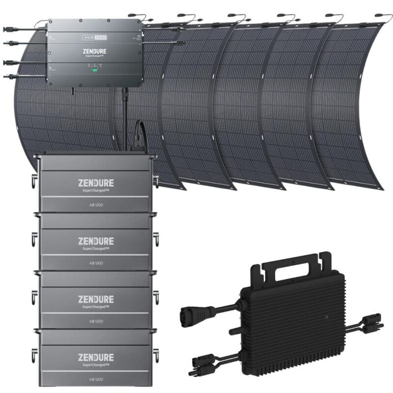 Zendure SolarFlow2000 4x AB1000 + Wechselrichter + 6x 210W Solarpanel 0% MwSt nach §12 Abs. 3 UstG Zendure SolarFlow2000 4x AB1000 + Wechselrichter + 6x 210W Solarpanel 0% MwSt nach §12 Abs. 3 UstG von Zendure