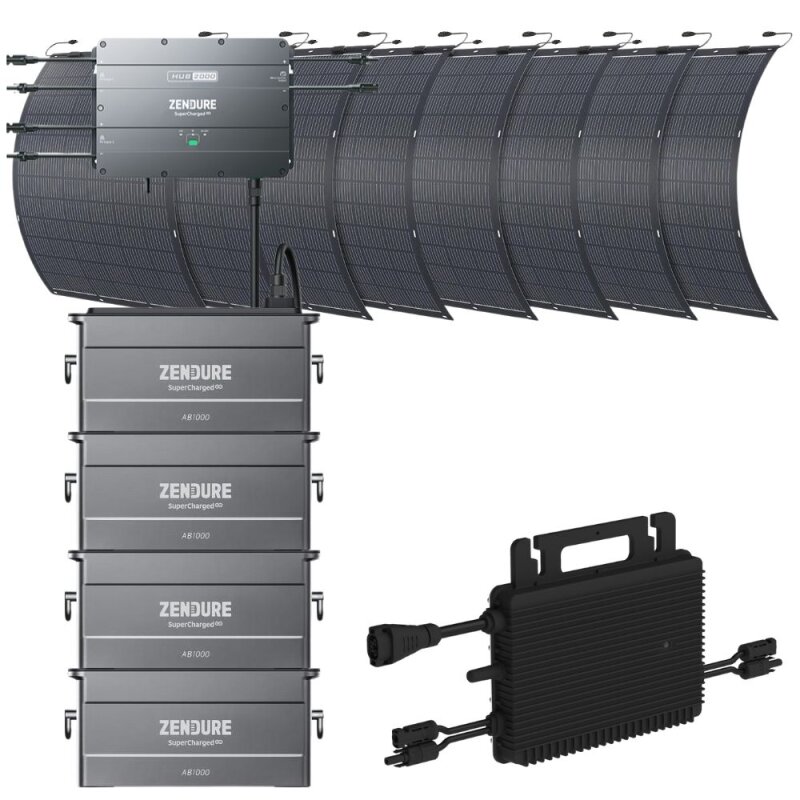 Zendure SolarFlow2000 4x AB1000 + Wechselrichter + 8x 210W Solarpanel 0% MwSt nach §12 Abs. 3 UstG Zendure SolarFlow2000 4x AB1000 + Wechselrichter + 8x 210W Solarpanel 0% MwSt nach §12 Abs. 3 UstG von Zendure