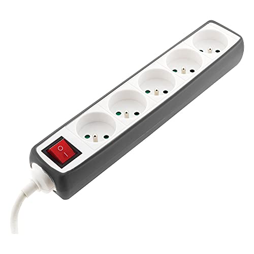 Zenitech - 5-fach Steckdosenleiste 16A 2P+E mit Schalter und grauer Abdeckung von Zenitech