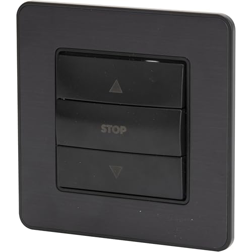 Zenitech – Einzel-Rollladen-Steuerschalter 10 A – gebürstetes schwarzes Metall – Kouro-Reihe von Zenitech