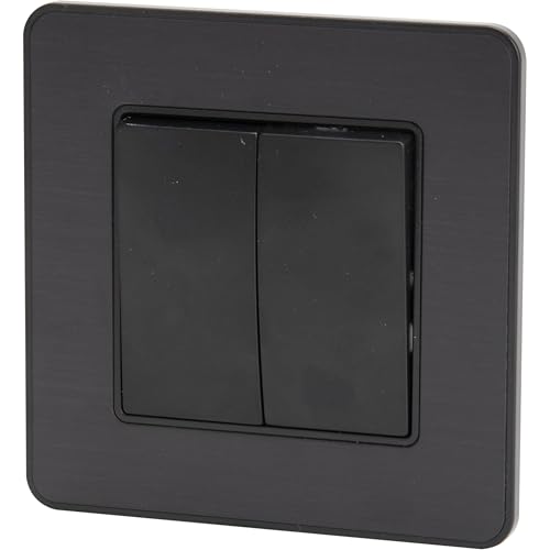 Zenitech – Kompletter Doppel-Wechselschalter 10 A – gebürstetes schwarzes Metall – Kouro-Reihe Zenitech – Kompletter Doppel-Wechselschalter 10 A – gebürstetes schwarzes Metall – Kouro-Reihe von Zenitech