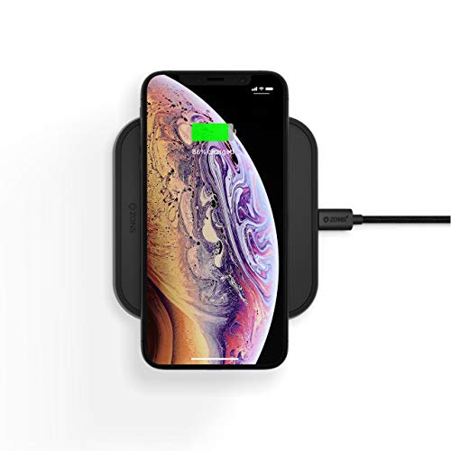 Zens Single Wireless Charger, kabelloses Ladegerät (15 W) für iPhone, AirPods, Android/Qi-kompatible Geräte, inkl. 18-W-USB-C-PD-Netzadapter (EU,UK,US) und 1,5 m langem USB-C-Kabel, Schwarz von ZENS