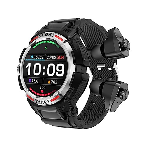 Zephyrion Smartwatch mit TWS Ohrhörern, 1,43 Zoll Fitness-Tracker, AMOLED-Touchscreen, Herren-Smartwatch mit Herzfrequenzmesser und Schlafüberwachung, NFC-Anrufannahme und Anrufannahme (Silber) von Zephyrion