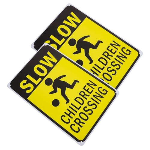Zerodeko 2 Stück Sicherheitsschilder Kinderüberquerungsschild Langsames Produkt Straße Großes Vinyl Verkehrsschild Blech Reflektierendes Vorsichtsschild Rasendekorationen Für Den von Zerodeko