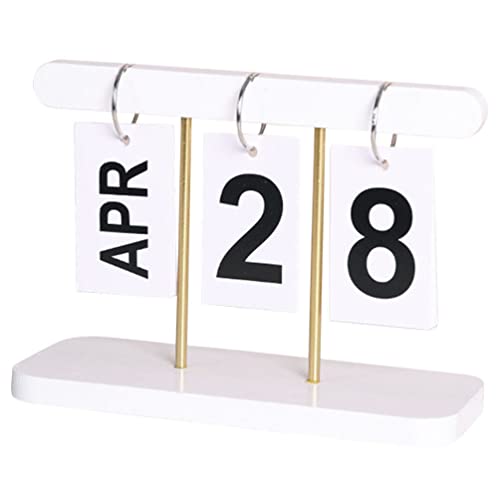 Zerodeko Bürokalender Standkalender 1 Stück Ewiger Tischkalender Aus Holz Flip- 2023-2024 Weißer Kalender Für Home-Office-Klassenzimmer-Schreibtischzubehör von Zerodeko