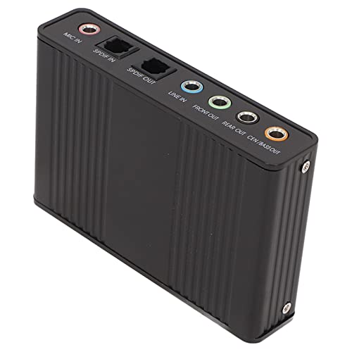 5.1-Soundkarte, Einfach zu Installierende Multiport-USB-Soundkarte mit 48 kHz Abtastrate für Laptop (Schwarz) von Zerodis