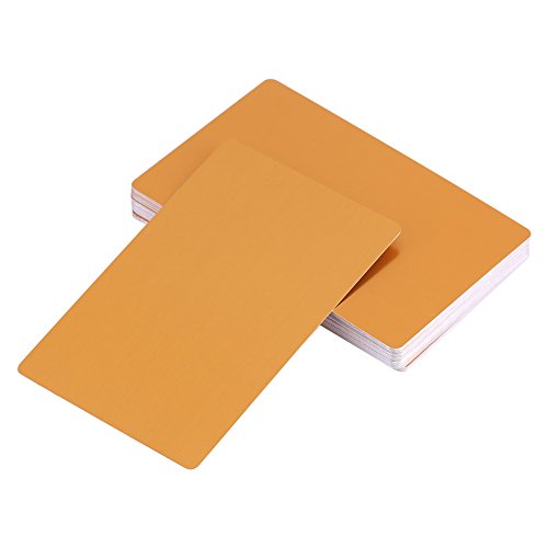 50 Stücke Metall Visitenkarten Blank Laser Gravierte Aluminiumlegierung Dicke für Kunden DIY Geschenk Karten 5 Farben(Gelb) von Zerodis