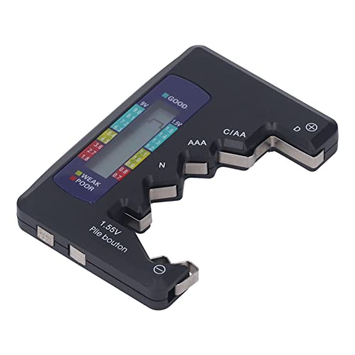 Batteriestester LCD -Bildschirmschaltfläche Batterie -Batterie Check für 1,5 V 9V Löschen von LCD Anzeige (BLACK) von Zerodis